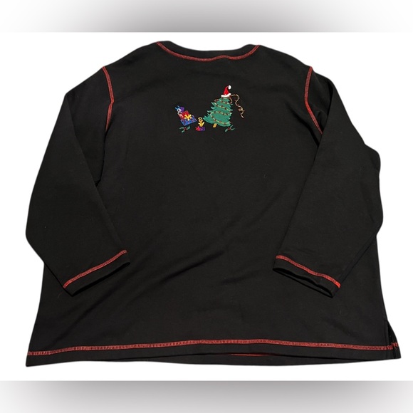 Vintage The Quacker Factory Christmas Angel Embellished Black Sweatshirt 90s - Picture 2 of 7